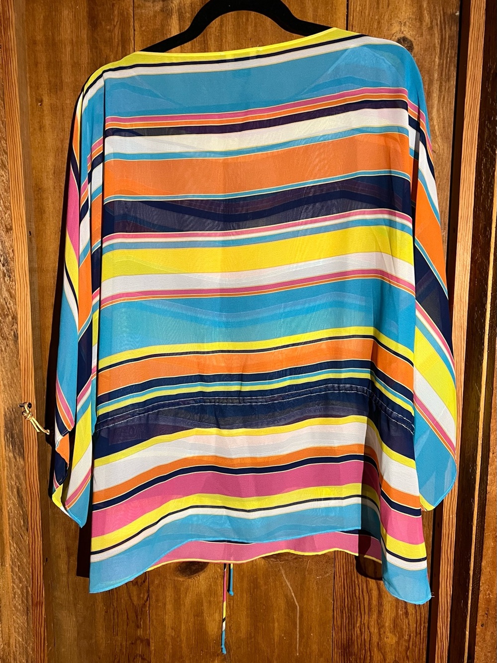 Chaps Women's Multicolor Striped Drawstring Top - Picture 3 of 4